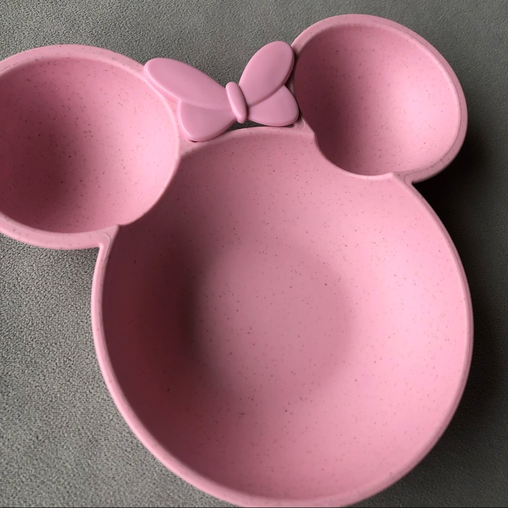 Minnie Mouse Bamboo Feeding Set ~ Pink ~ Divided Dish, Fork & Spoon ~ Brand New! - Picture 7 of 8